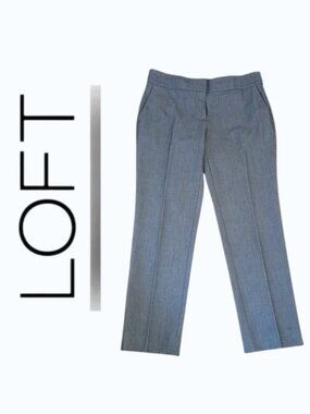 ANN TAYLOR LOFT "Marisa" Navy/Cream Houndstooth Dress Trousers